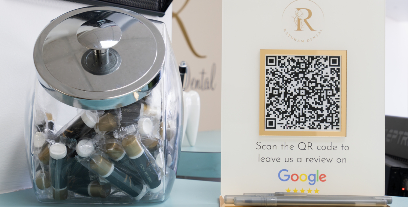 QR code for leaving review for Raynham Dental