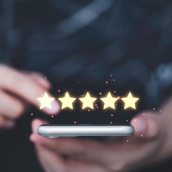 Leaving five star review on a phone